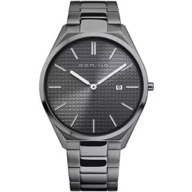 Bering Ultra Slim muški sat 17240-777, sivi brojčanik, kaiš: nerđajući čelik, sivi