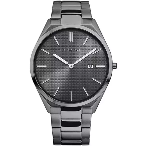 Bering Ultra Slim muški sat 17240-777, sivi brojčanik, kaiš: nerđajući čelik, sivi