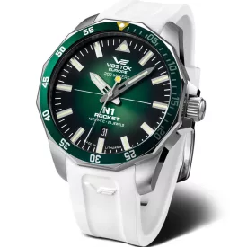 Vostok Europe N1 Rocket muški sat NH35A-225A710-SW, zeleni brojčanik, kaiš: silikon, beli