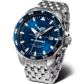 Vostok Europe N1 Rocket GMT muški sat NH34A-225A712-B, plavi brojčanik, kaiš: nerđajući čelik, srebrni