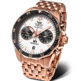 Vostok Europe N1 Rocket muški sat 6S21-225B619/B, beli brojčanik, kaiš: nerđajući čelik, rose gold