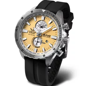 Vostok Europe Almaz muški sat YM8J-320A655-S, žuti brojčanik, kaiš: silikon, crni