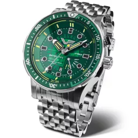 Vostok Europe Batiscafos muški sat PX84-511A770-B, zeleni brojčanik, kaiš: nerđajući čelik, srebrni