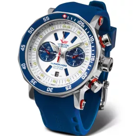 Vostok Europe Lunokhod 2 muški sat 6S21-620A630, beli brojčanik, kaiš: silikon, plavi