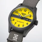 Seiko 5 Sports Honda Super Cub Limited Edition muški sat HDB010K1, žuti brojčanik, kaiš: tekstil, sivi