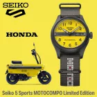 Seiko 5 Sports Honda Super Cub Limited Edition muški sat HDB010K1, žuti brojčanik, kaiš: tekstil, sivi