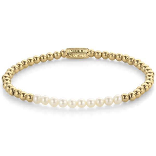 Rebel & Rose Pearl Gem meets Yellowgold Žensko narukvica XS RR-40127-G-XS