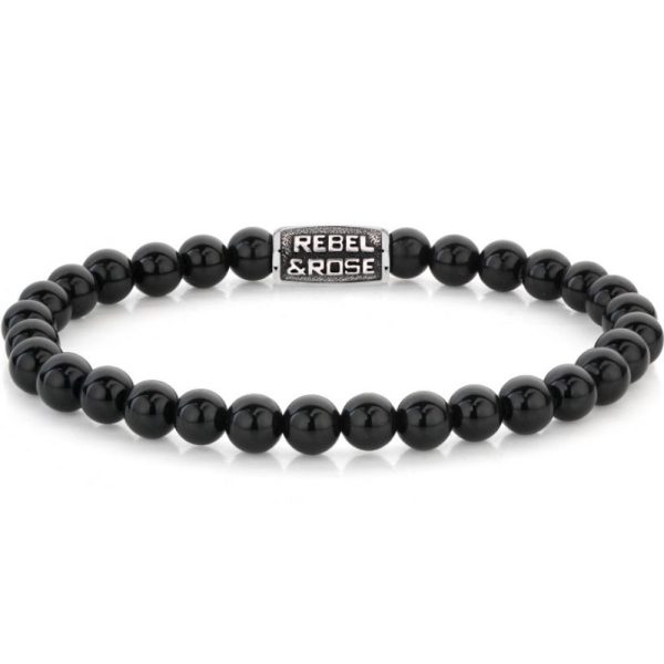 Rebel & Rose Black Velvet Vintage čovek narukvica L RR-60121-V-L